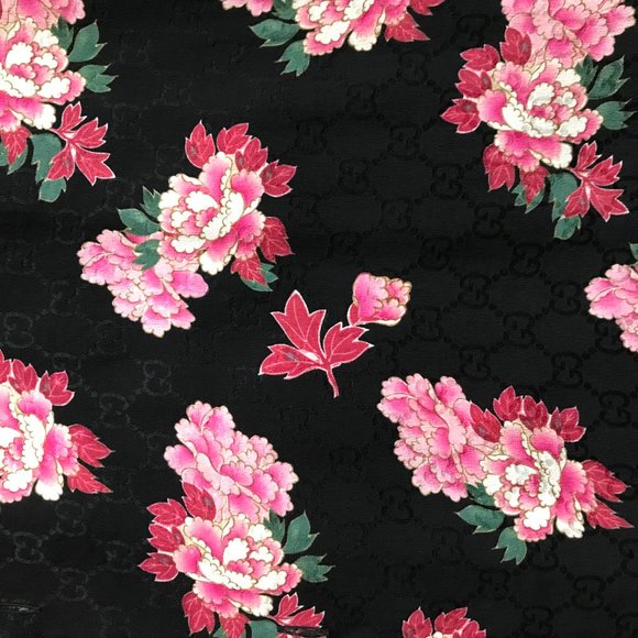 GUCCI Black Silk Peony Print Bowling Shirt - Picture 8 of 9